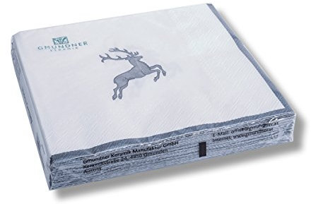 GMUNDNER KERAMIK Grauer Hirsch Lunchservietten, 20 Stk./Pck. 3lagig, 33x33 cm