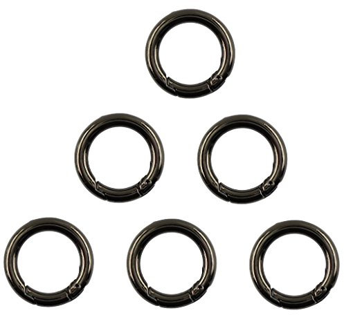 6er-Pack Karabinerringe, Legierung, schwarz, rund, für Taschen/Schlüsselring