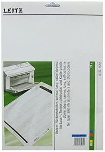 Leitz PC-beschriftbare Rückenschilder selbstklebend für Standard- und Hartpappe-Ordner, 125 Stück, Langes und schmales Format, 39 x 285 mm, Papier, blau, 16880035