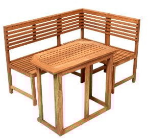 MERXX Eckbank-Set aus Eukalyptus in braun, Tisch ca. 90x60 cm, FSC Mix