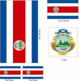 U24 Aufkleberbogen Costa Rica Aufkleber Set Flagge Fahne