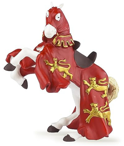 Papo 39340 König Medieval-Fantasy Tiere Figur, Pferd von Richard Löwenherz, Spielfigur, rot, Einheitsgröße