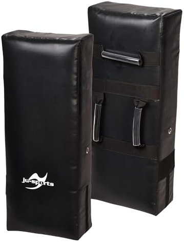 Ju-Sports Schlagpolster Kampfsport Punch groß I Gerade Pratze aus Kunstleder I Ideal zum Trainieren von Kicks im Taekwondo, Kickboxen I 3 Schlaufen I 75 x 30 x 15cm