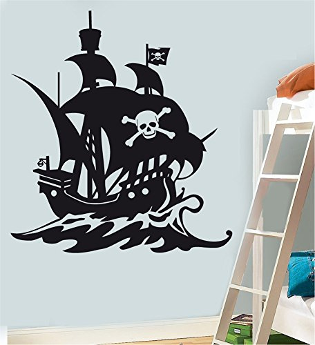 Pirate Ship - LARGE - WALL ART VINYL STICKERS 85cm x 85cm Black