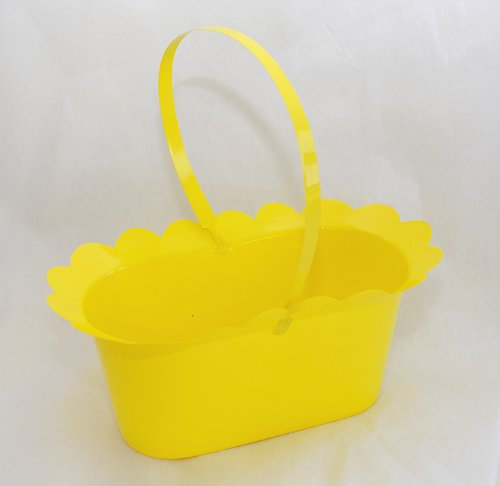 Lot de 10 cache-pots colorés ovales avec poignée de 12,5 cm (jaune)