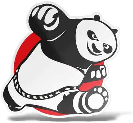 erreinge - Adesivo 10 cm Panda Karate - Sticker PVC | Decal Compatibile per Auto, Moto, Scooter, Casco, Laptop, Camper, Cofano, Bici
