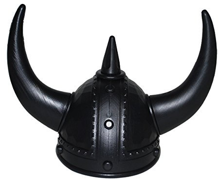 Karneval-Klamotten Wikinger-Helm für Erwachsene schwarz mit Hörner Nordmann-Helm Karneval Hut Wikinger