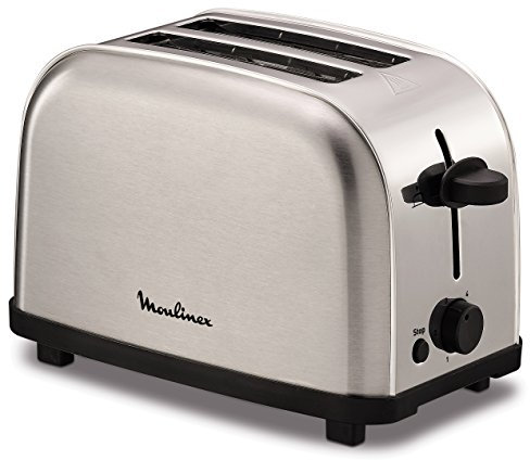 Moulinex Classic LT330D - Tostador de Acero Inoxidable, 2 Ranuras Cortas para 2 Rebanadas de Pan, 6 Posiciones de Tostado con Función Stop y Bandeja Recogemigas, Apto para Todo Tipo de Pan