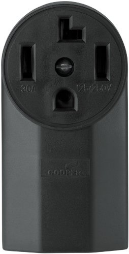 Eaton WD1225 30-Amp 3-Pole 4-Wire 125-Volt Surface Mount Dryer Power Receptacle, Black
