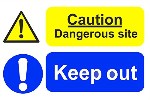 Danger Construction Site Keep Out Cartello di sicurezza in PVC 3 mm, 400 mm x 300 mm