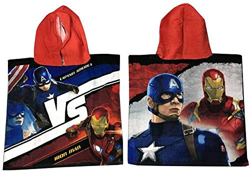 PONCHO AVENGERS CAPTAIN AMERICA MARVEL BADETUCH BATHROBE COTTON CM . 100x50 - CA09051VS - IRONMA