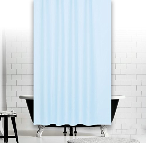 ÜBERLÄNGE! TEXTIL DUSCHVORHANG HELLBLAU 240 x 230 HOCH PERFEKT FÜR HOHE DECKEN!