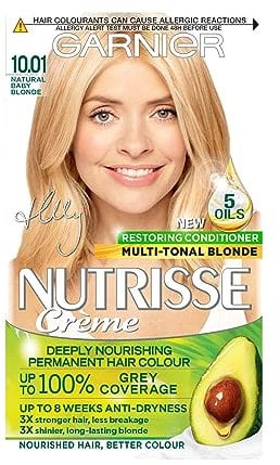Garnier Nutrisse Permanent Hair Dye, Natural-looking, hair colour result, For All Hair Types, 10.01 Natural Baby Blonde