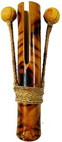 GURU SHOP Musikinstrument aus Holz, Musik Percussion Rhythmus Klang Instrument, Handgearbeitet - Handrassel 4, Braun, 20x9x4 cm, Musikinstrumente