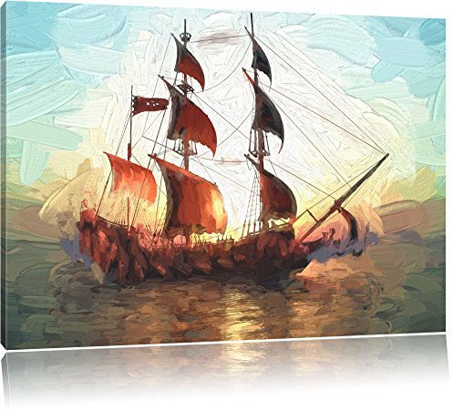 Pixxprint Segelschiff, Größe: 120x80cm, Leinwandbild, fertig gespannt, Wandbild, Dekoration, Kunstdruck, kein Poster