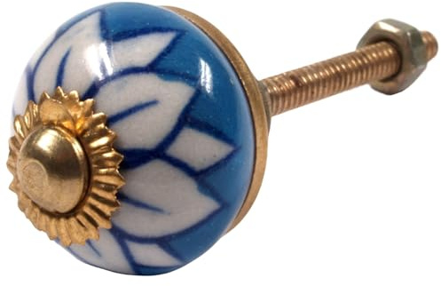 Kleiner Möbelknopf aus Keramik, handbemalt, Durchmesser 3 cm, Modell 25 | Möbelknauf für Schubfächer und Schränke, Gewinde M5, einfach zu montieren, stilvolle Akzente setzen.