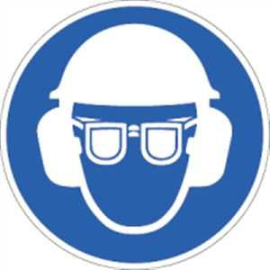 Schild Alu Gehörschutz Augenschutz und Kopfschutz benutzen Ø 20 cm