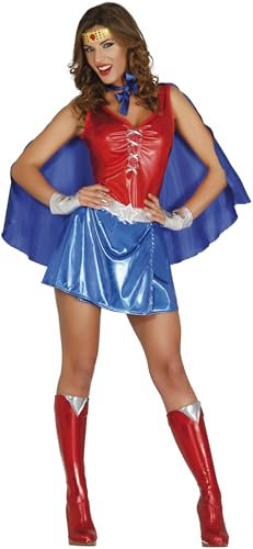 Fiestas Guirca- Costume Eroina Power Woman, 80601, Rouge, Bleu, M