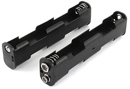 Sourcingmap Plastic Double Side 4 x 1.5V AA Battery Holder Storage Box 2 Pcs Black