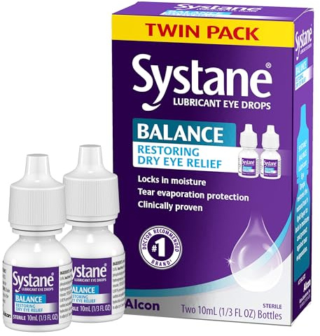 Systane Balance Lubricant Eye Drops, Restorative Formula, Twin pack, 0.33 Fl Oz (Pack of 2)