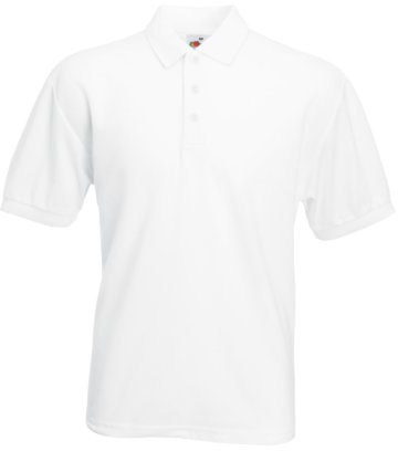 Fruit of The Loom 65/35 Plain Pique Polo Shirts 5 colours Size S to 4XL (4XL, White)
