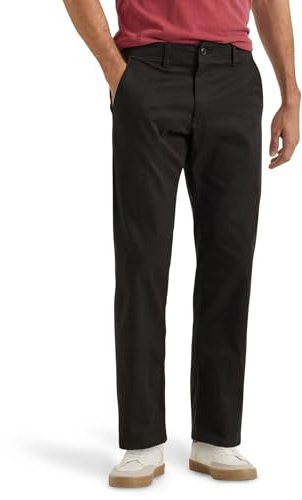 Lee Men's Extreme Motion Flat Front Regular Straight Pant Black 40W x 29L