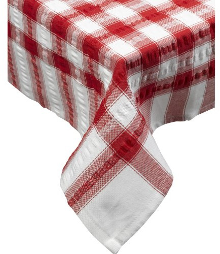 Seersucker Check 100% Cotton Pack of 4 Traditional Napkins 18” x 18” Garden Picnic Linen (Red)