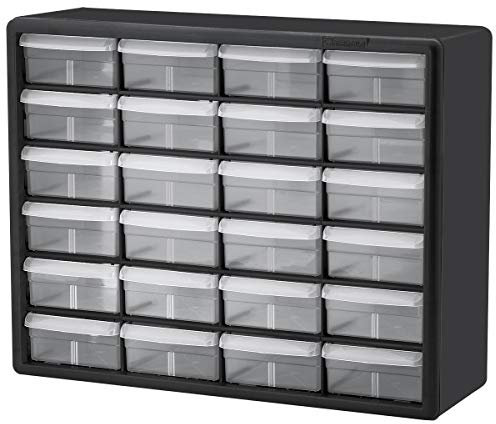 Akro-Mils 10724 Schubladenschrank aus Kunststoff mit 24 Schubladen, für Garage, Perlen-Organizer, Lego-Aufbewahrung, Lehrer-Werkzeugkasten, Make-up-Organizer und mehr, 50,8 cm B x 15,2 cm T x 40,6 cm