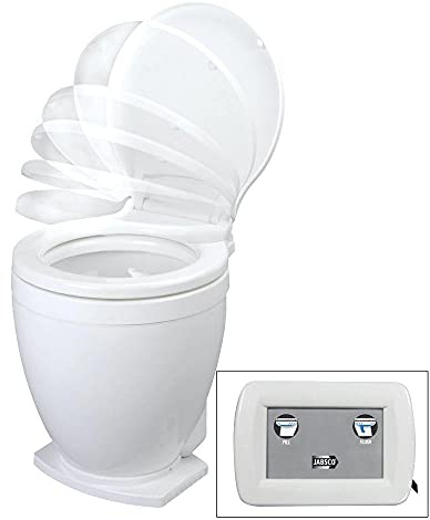 Jabsco Lite Flush Elektrotoilette mit Fuß- oder Wandschalter (Fußschalter, 24V/15A)