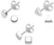 Heather Needham SET of 3 pairs Sterling Silver Earrings - Square, Triangle & Round stud earrings - Size: 4mm - Premium quality 2mm deep. Gift boxed 5337/3/5
