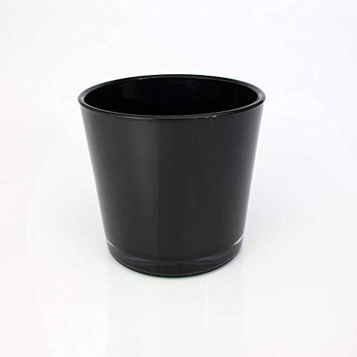 INNA-Glas Round vase/Flower pot ALENA, black, 6/16cm, Ø 7/17cm - glass vase/storm lantern