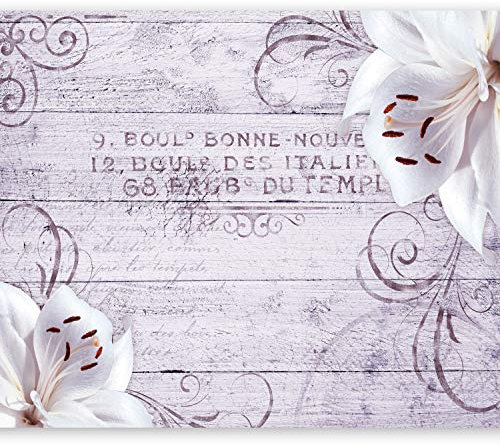 murando - Vlies Fototapete Blumen Lilien 350x256cm - Foto Tapete Schlafzimmer Wohnzimmer Moderne Vliestapete XXL Wandtapete Motivtapeten 3d Effekt Wand Dekoration - Holz Blume Ornament b-A-0170-a-c
