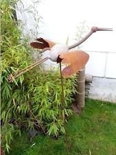 Zen Man Gartenstecker Beetstecker Kranich aus Eisen und Stein Vogel Metall Gartendeko 120 * 75 * 45cm
