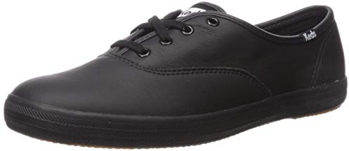Keds Women's Champion Leather Sneaker, Black, 6