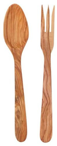 Eddingtons Olive Wood Traditional Salad Set, 30 cm, Brown, 2 x 6 x 30 cm