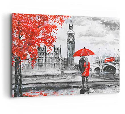 Wandbilder Dekoration Wohnzimmer London Architektur big ben Bilder auf Leinwand 120x80cm Leinwandbild Schlafzimmer Küche Deko Wand Kunstdruck Art Groß XXL Wanddeko Bild Wall Decor Canvas AA120x80-3153