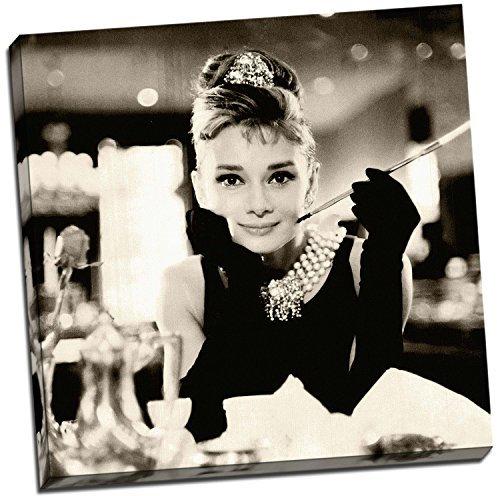 Panther Print Audrey Hepburn Sepia Portrait Leinwanddruck, Bild, Wandkunst, groß, 50,8 x 50,8 cm
