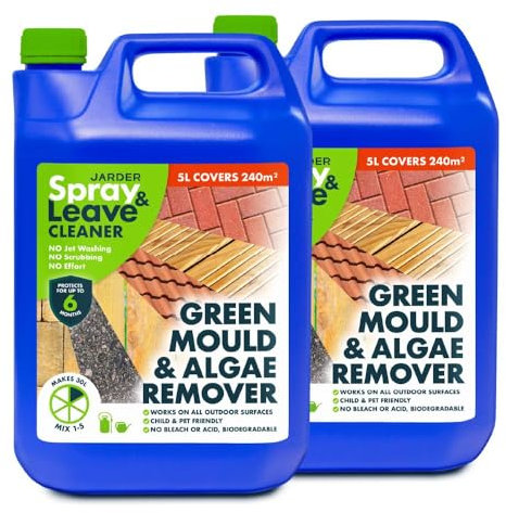 Jarder 2 x 5 Litre Concentrate Spray & Leave Cleaner - Patio Fencing Decking - Green Mould & Algae Killer