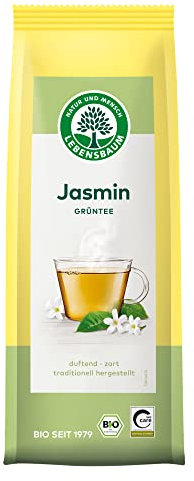 Lebensbaum Jasmin Grüntee, Grüner Tee mit duftiger Note, zarter Geschmack, reiner Jasmin-Tee, 100% Bio, 75g