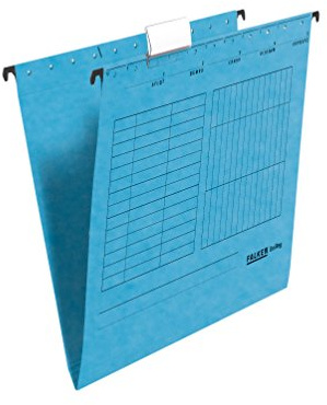 FALKEN 5x Hängemappe Recycling DIN A4 seitlich offen blau | Made in Germany Blauer Engel ideal für die lose Blatt-Ablage im Büro und der Behörde
