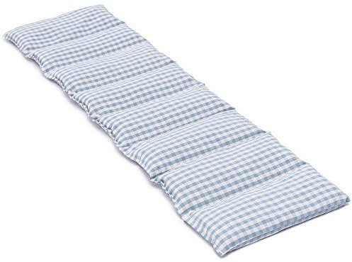 Extra long - Coussin aux pépins de raisin compartimenté en huit XXL - 75x20 cm - Tissu biologique en vichy bleu ciel et blanc - Coussin bouillotte aux pépins - Coussin froid