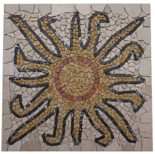 Rosone in marmo 60 X 60 sole mosaico inserto pietra naturale Rosso Verona Piastrelle Sun