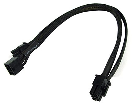 Phobya PCI-E Stromadapter 6pin -> 8pin PCI-E (oder 6pin + 2) 30cm - Schwarz