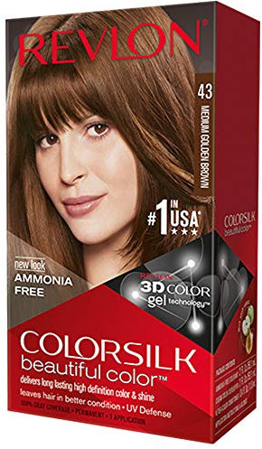 Revlon ColorSilk Permanente Haarfarbe zum Basteln zu Hause, ohne Ammoniak und mit Keratin, 43 – Goldbraun