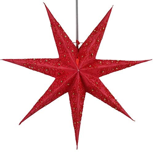 GURU SHOP Faltbarer Advents Leucht Papierstern, Weihnachtsstern 60 cm - Platon 7 Rot, Papiersterne 60 cm