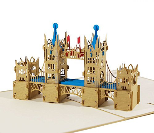 3D KARTE London Tower Bridge I Pop-Up Karte als Reisegutschein, Geburtstagskarte, Geldgeschenk, Grußkarte I Klappkarte als Glückwunschkarte, Urlaubskarte, England Souvenir