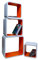 Cube Verstärkte Vielen Farben MDF Retro Design 4er Set Regal Regale Wandregal Deko Würfel CD DVD Lounge LO02 (Weiß/Orange)