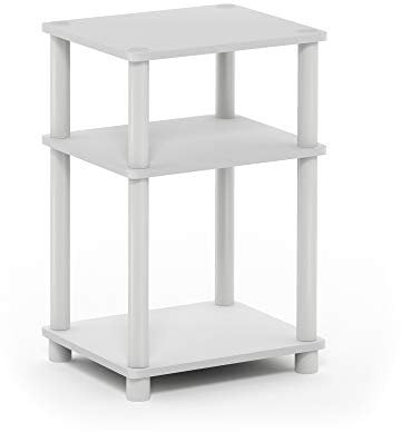Furinno Just-Mesa Auxiliar Turn-N-Tube de 3 Niveles, Paquete de 1, Blanco/Espresso