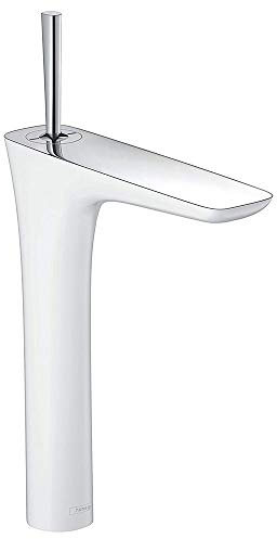 hansgrohe Wasserhahn PuraVida (Armatur mit Auslauf Höhe 200 mm und Push-Open Ablaufgarnitur) Weiß/Chrom