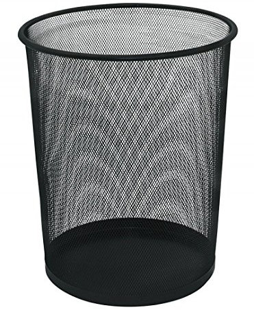 Papelera metalica q-connect negra rejilla 295x345mm